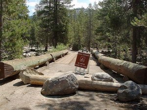 Die beschädigte Brücke zum Yosemite Creek Campground in 2005. Foto: Eeekster / wikipedia