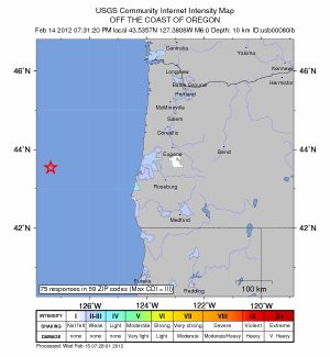 Erdbeben vor Coos Bay / Oregon. Foto: usgs.gov