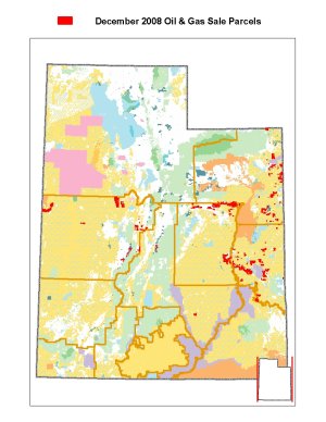Alle Land Lease Parzellen in Utah für die Versteigerung am 19.12.2008 in Utah. Quelle: BLM