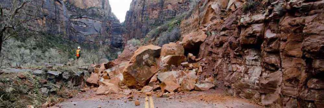 Zion: Felssturz blockiert Zion Scenic Drive