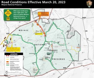 Gesperrte Cima Road und Ausweichrouten im Mojave National Preserve am 20.03.2023. Foto: NPS