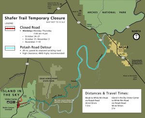 Bauarbeiten an der Shafer Trail Road Map im Canyonlands National Park. Foto: NPS