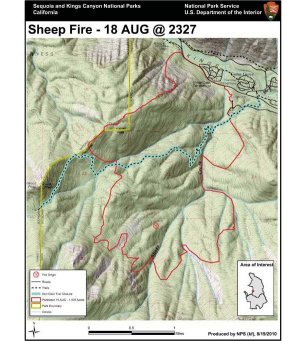 Ausdehnung des Sheep Fire am 18.08.2010. Foto: NPS